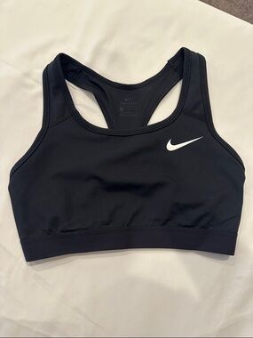 Nike Black Racerback Dri‑FIT Sports Bra with White Swoosh